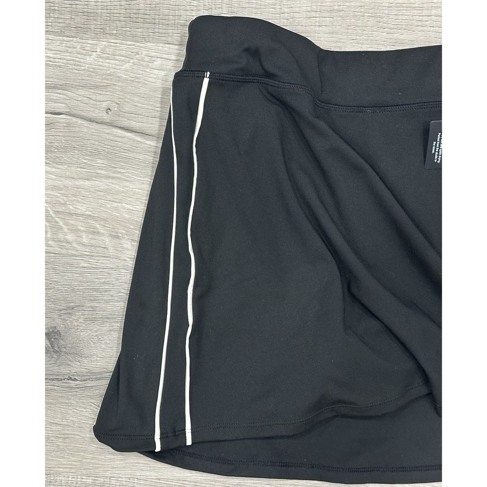 PAC 1980 WHISPER Athletic Black Skort Small Soft White Stripe Retro Style NEW - Picture 5 of 8